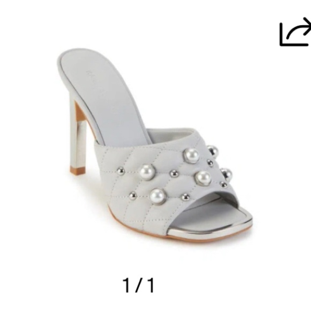 Karl Lagerfeld White Quilted Pearl & Stud Slide Heels